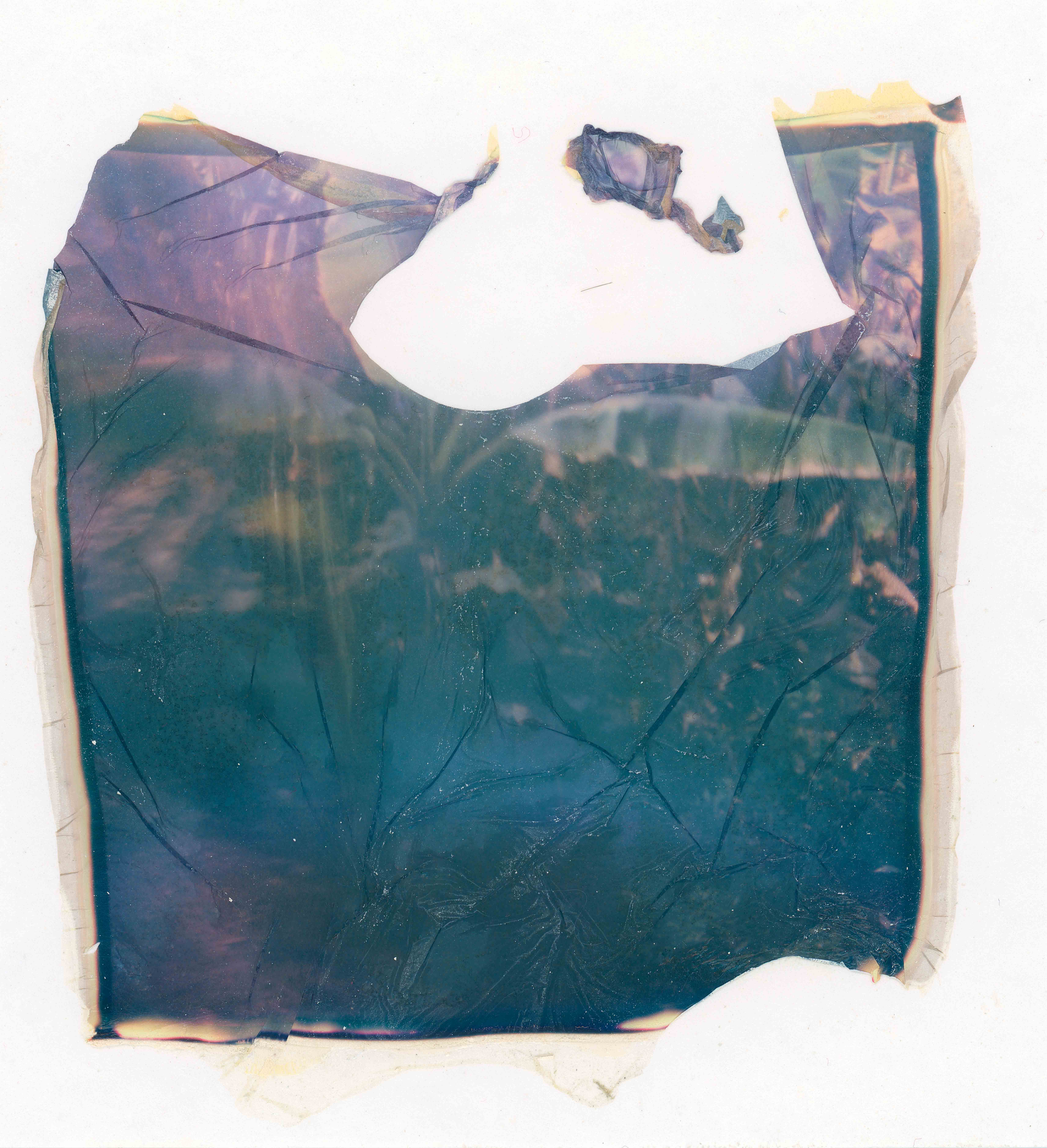 César Augusto Ramírez. S/T (13), 2021. Polaroid emulsion on watercolor paper. 11.50 × 12 cm