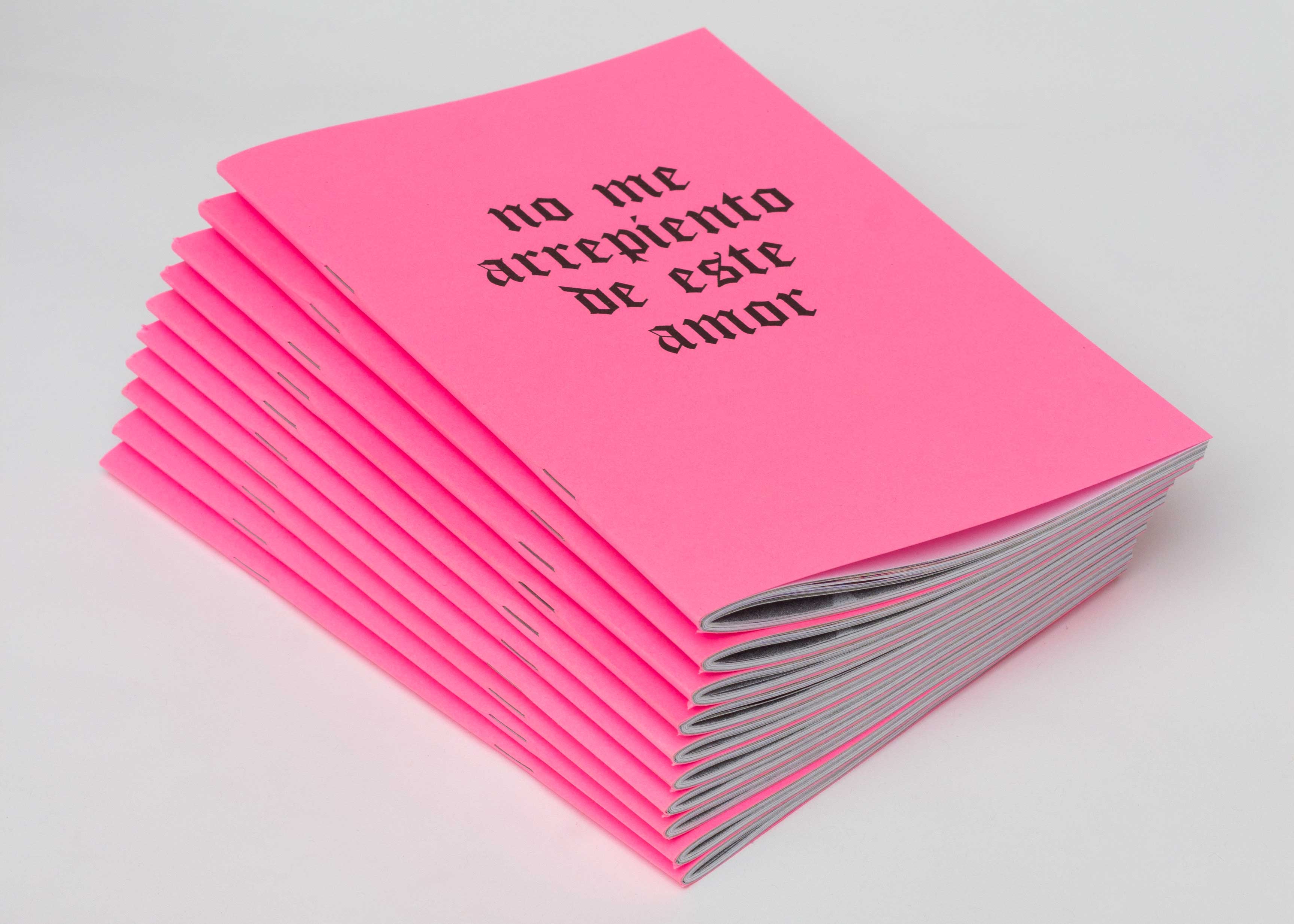 César Augusto Ramírez. I don’t regret this love, 2021. Fanzine. Risograph printed photographs on 90gr Bond paper. Edition of 50 numbered copies. 19.5 × 14 cm