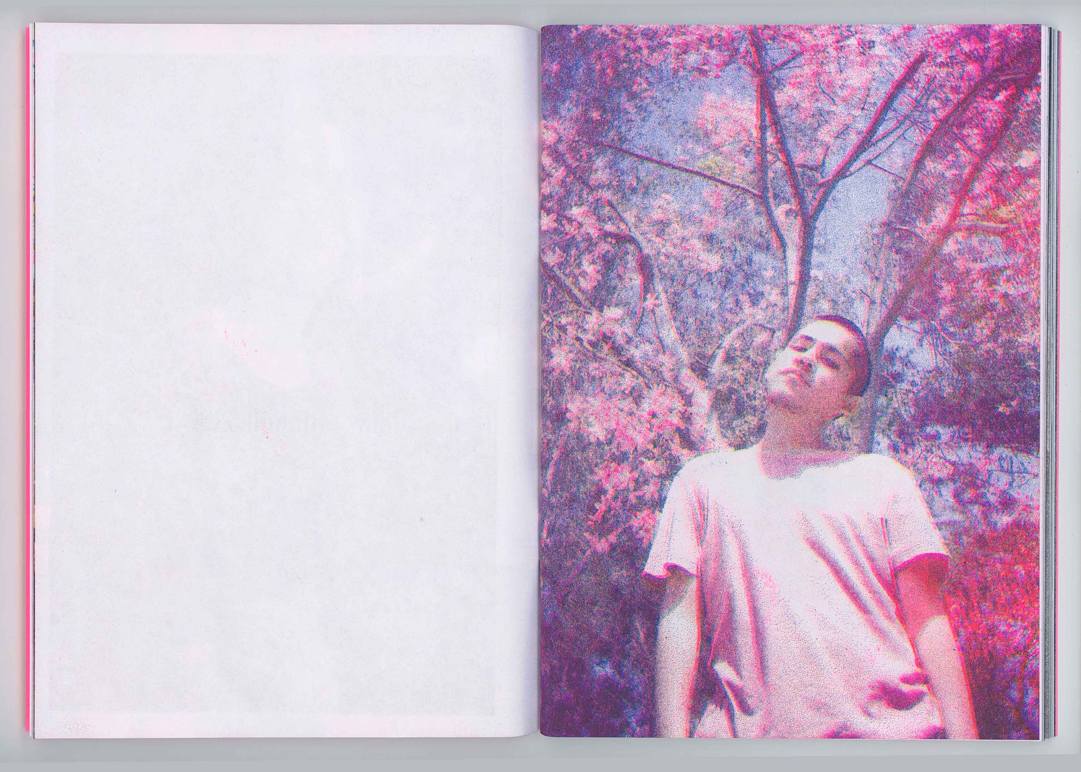 César Augusto Ramírez. I don’t regret this love, 2021. Fanzine. Risograph printed photographs on 90gr Bond paper. Edition of 50 numbered copies. 19.5 × 14 cm